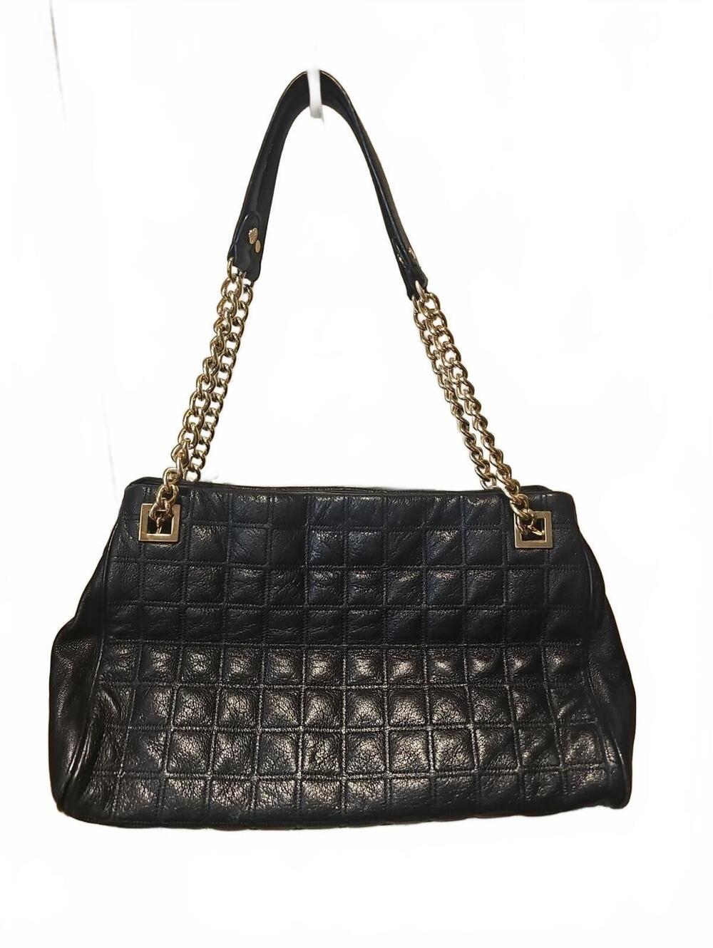 Antonio Melani Black Quilted Gold Hardware Shoulder Bag 3 Separate Compartments